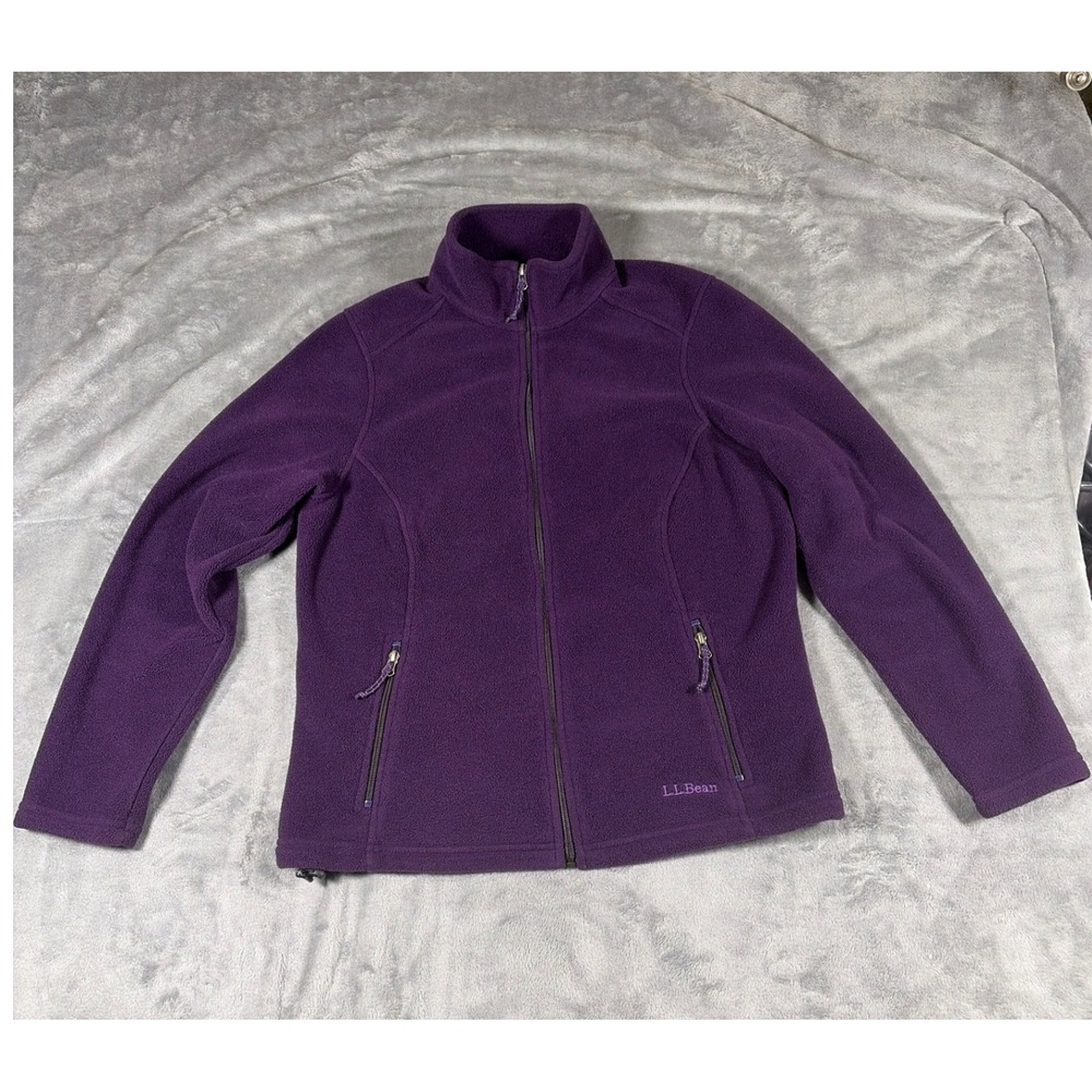 LL Bean Polartec Fleece Jacket Womens Medium Purple Full Zip 284619